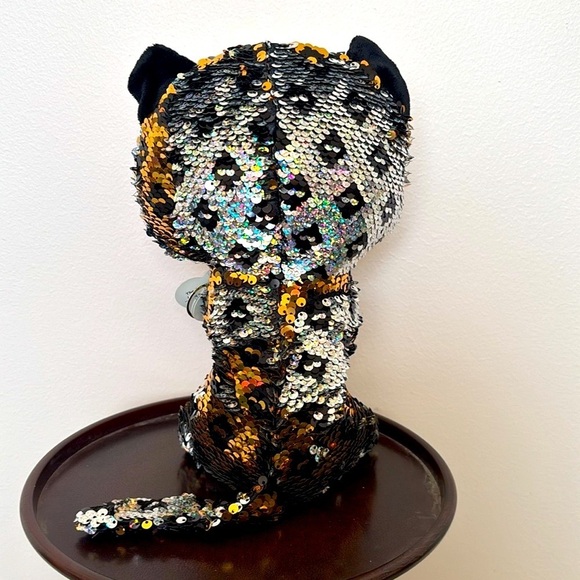Brand New Ty Flippables STERLING Leopard Beanie Boos Sequins Plush 9" Medium - Picture 10 of 13